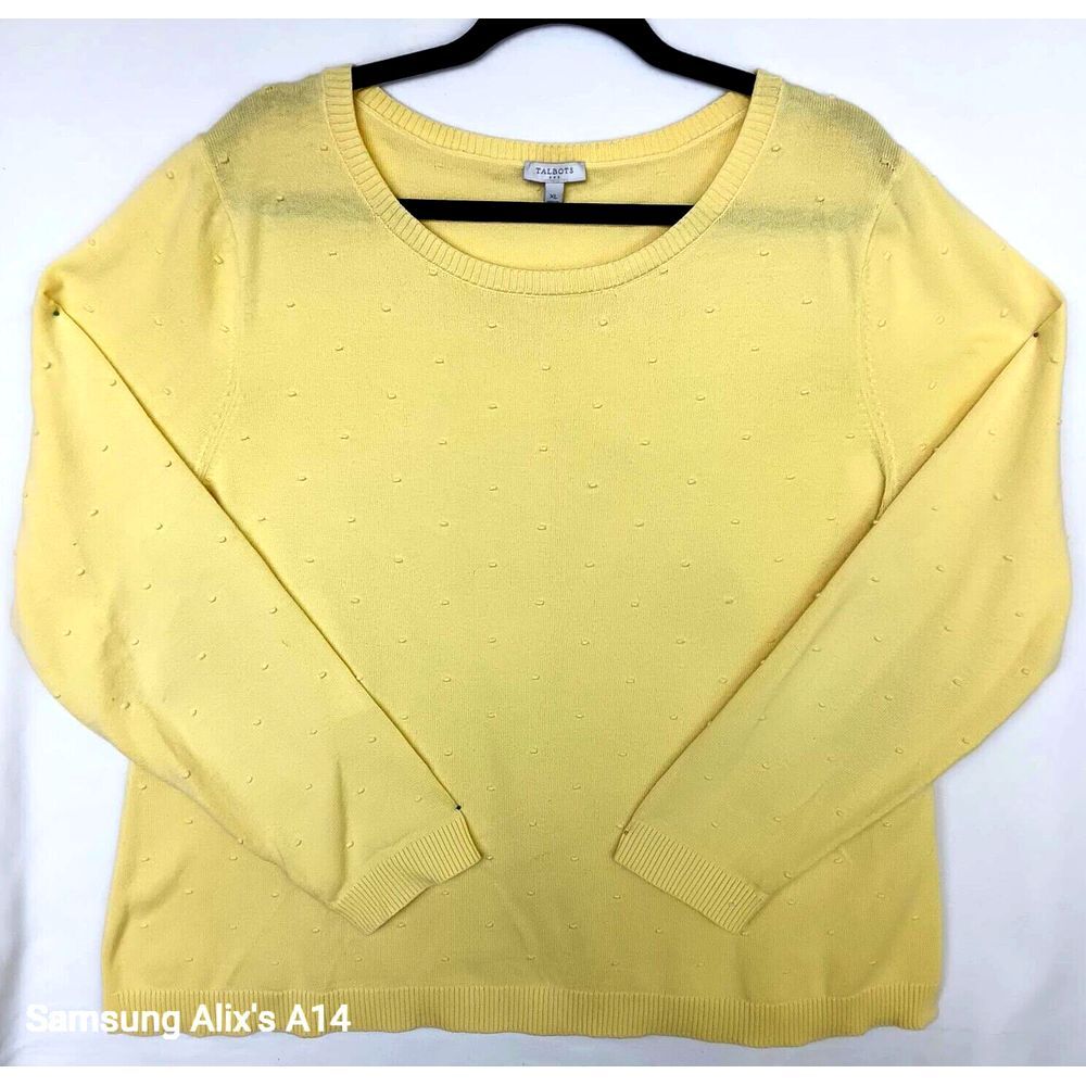 Talbots Women's Size XLarge Yellow Sweater 100% Cotton Long Sleeve